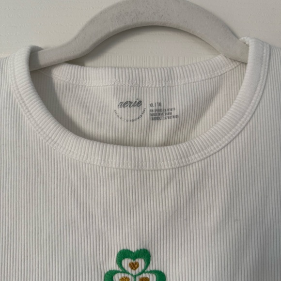 Old Navy White Tank Top with Green Floral Embroidery - Picture 2 of 4